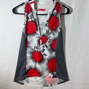 Terry Women's Floral Sleeveless Top - Red and Gray